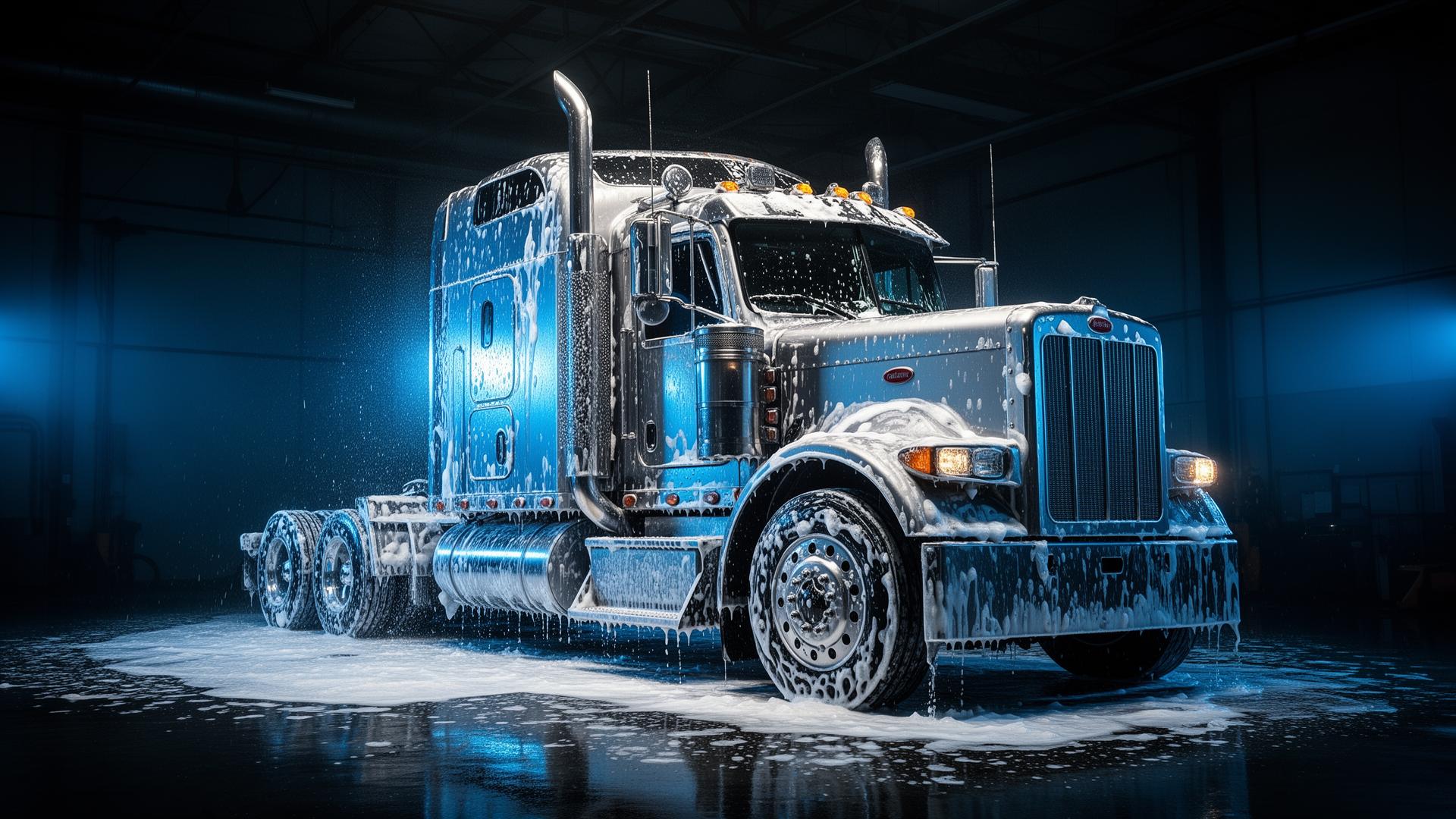 Truck wash with foam